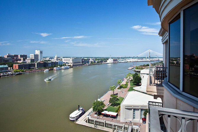 Savannah Georgia Port Tour - What you see on the water: historic riverfront to Georgia Ports Authority